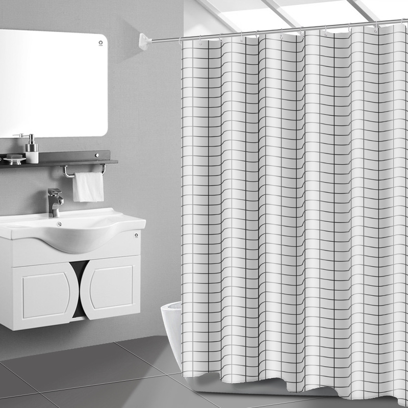 New bathroom shower curtain free hole suit Powder room shower thickened tarpaulin partition curtain bath mildew