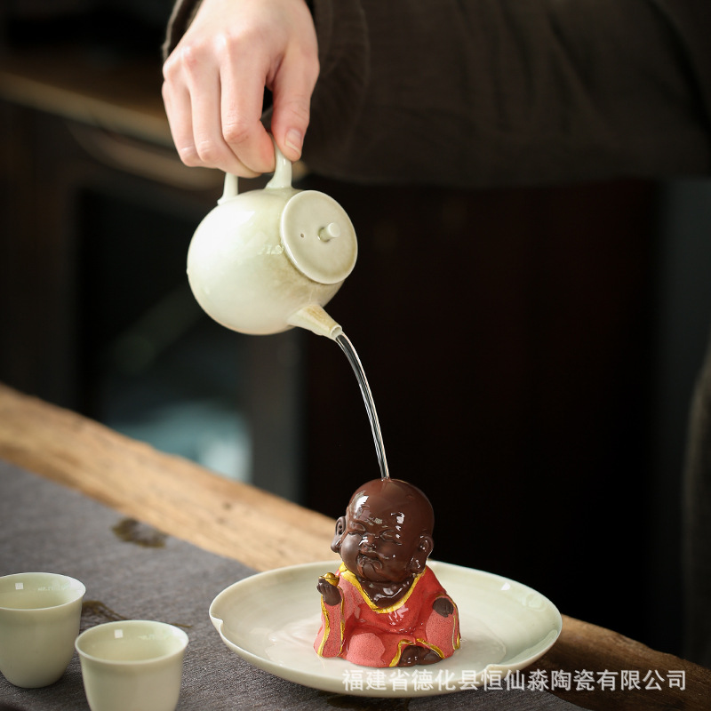 Zisha tea pet ornaments boutique can raise little monks tea play tea ceremony tea set accessories Zen small monks