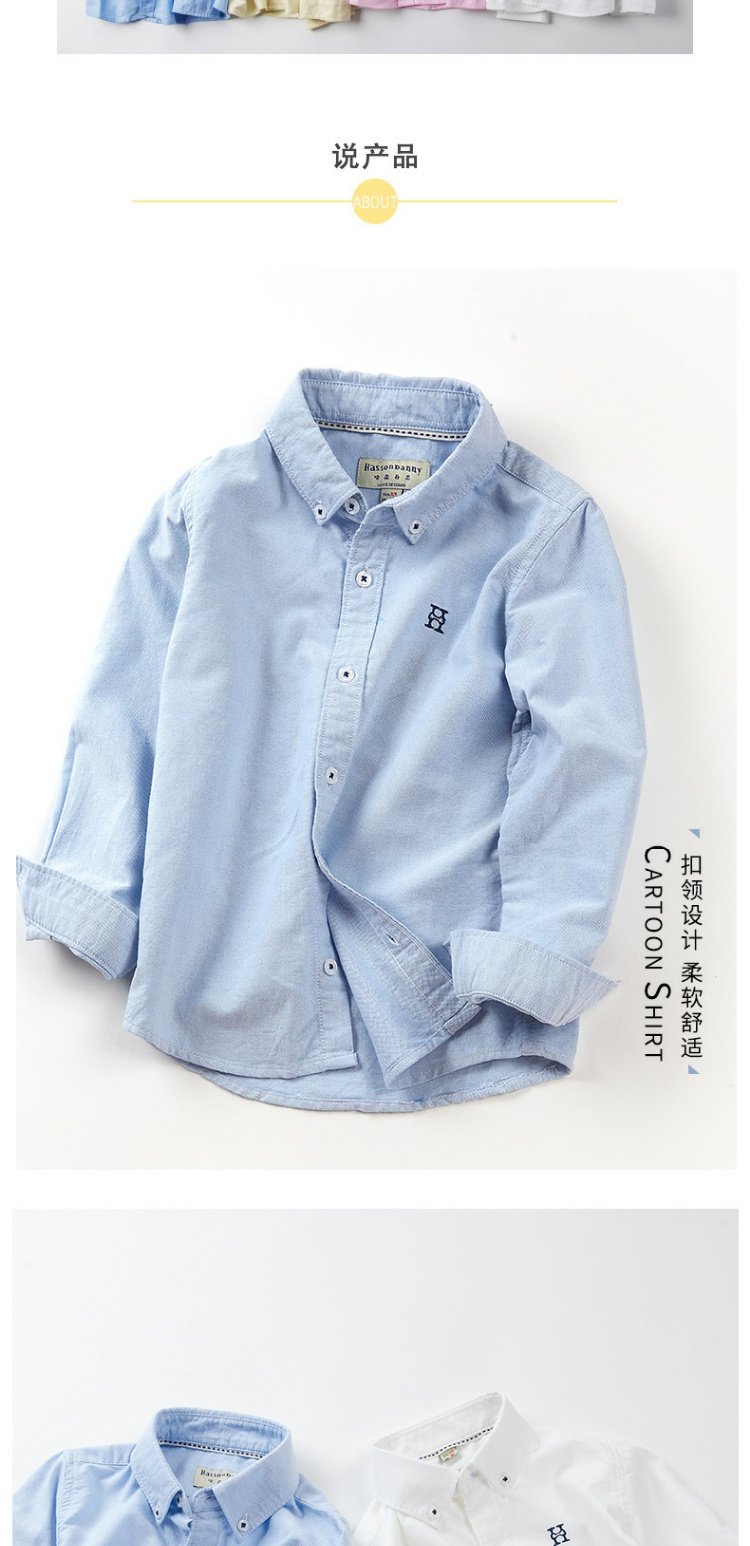 2018 thu đông mới bé trai áo sơ mi cotton dài tay trẻ em áo sơ mi trắng bé oxford đồ bộ cho bé gái