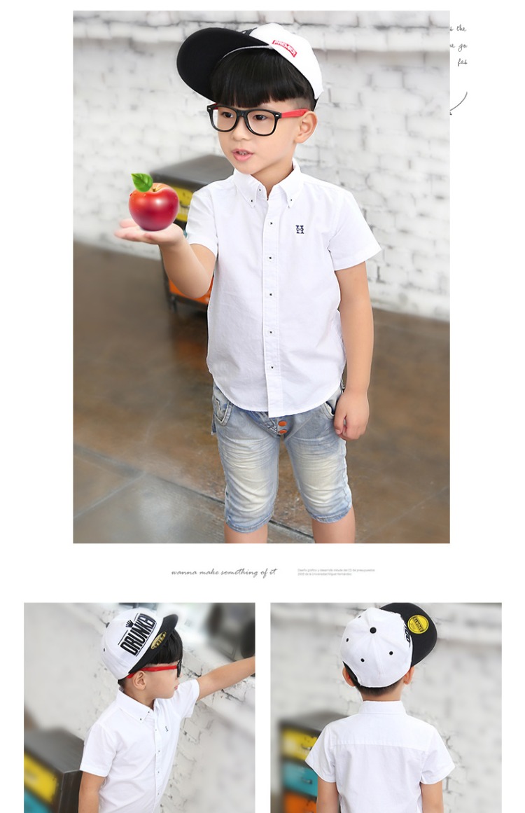 Mùa xuân hè 2019 cho bé trai khoe áo sơ mi tay ngắn mới Quần áo trẻ em Hàn Quốc áo cotton nửa tay trắng - Áo sơ mi áo sơ mi trẻ em giá tốt