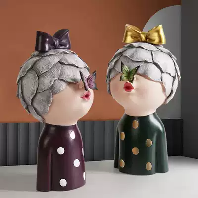 Nordic light luxury creative modern minimalist TV cabinet Happiness small objects Healing living room decorations small ornaments