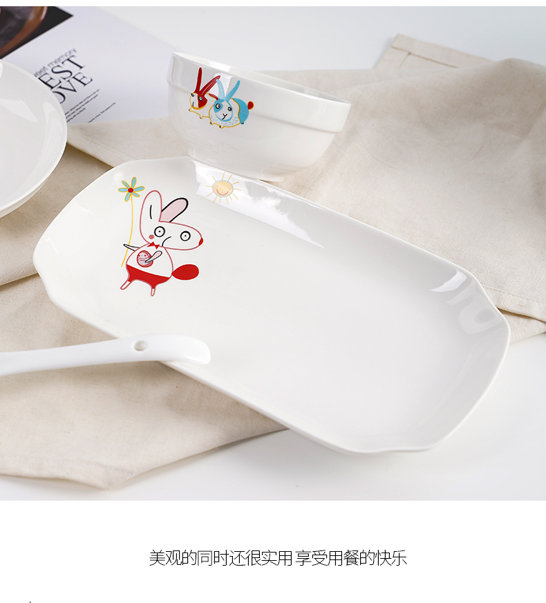 Dish bowl suit Dish Dish soup bowl ladle new creative move circular ceramic plate combination of household microwave tableware