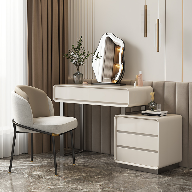 Light extravagant solid wood dresser Bedroom modern minimalist bed head cabinet Retractable Superior Cream White Makeup Table-Taobao