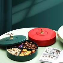 Creative grid with lid storage box Candy plate Household modern living room coffee table New Year snacks Melon seeds Dried fruit plate