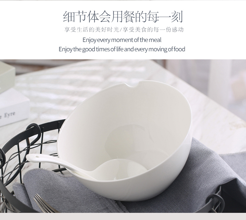 Pure white ceramic household contracted ceramic bowl of soup bowl rainbow such use cereal salad bowl move web celebrity ltd. breakfast dishes