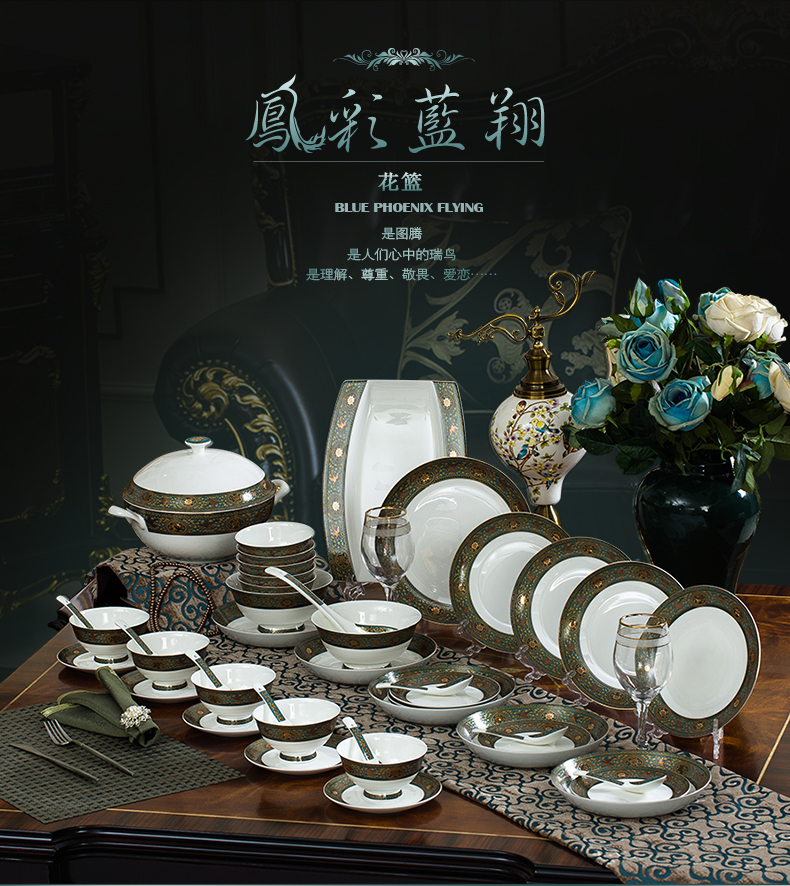 The Source of tangshan porcelain show ipads China tableware suit accessories swan basket spoons chopsticks cage placed a spoon