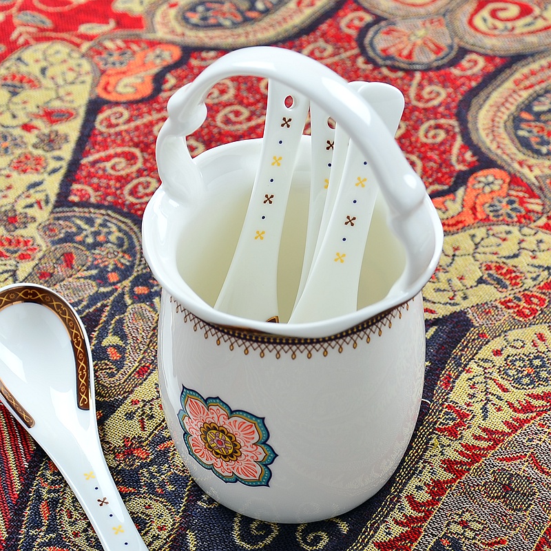 The Source of tangshan porcelain show ipads porcelain tableware suit accessories swan basket spoons chopsticks cage placed a spoon