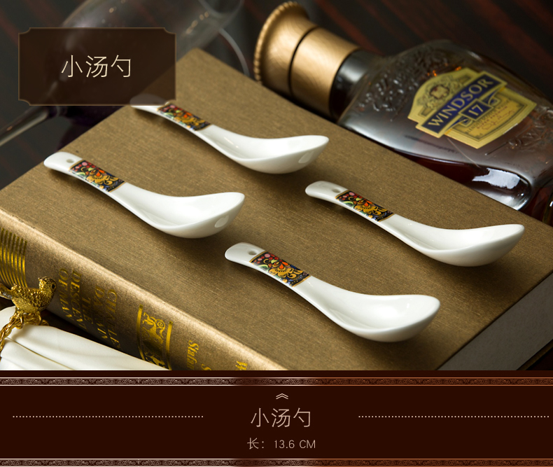 European creative ipads porcelain run ceramic tableware small run rice spoon ladle long - handled spoon pony