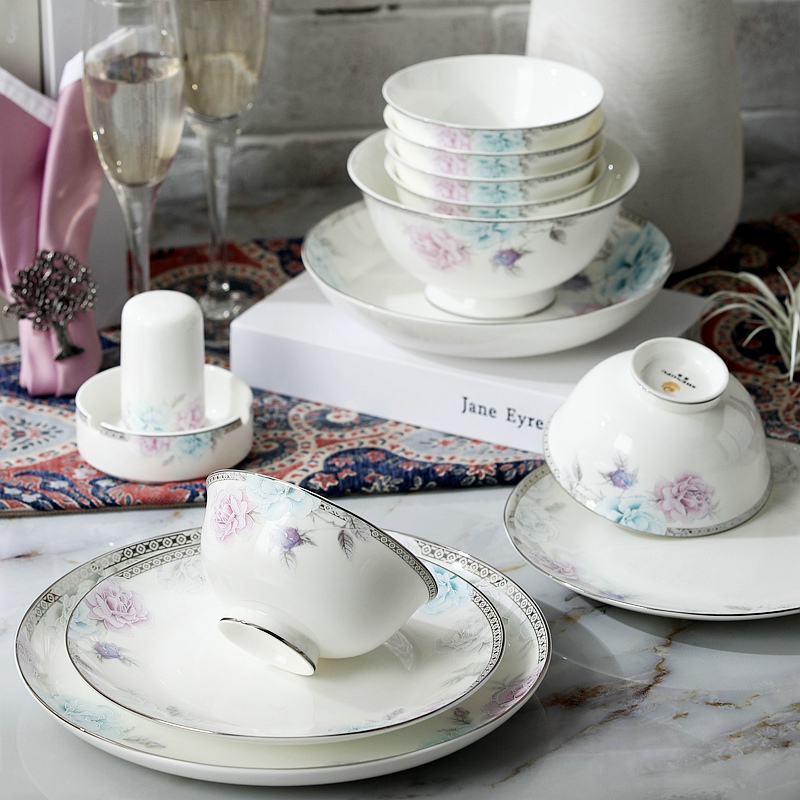 Ipads China tableware suit dishes dishes tangshan household of Chinese style dish dish dish 10 combination of porcelain gifts gifts