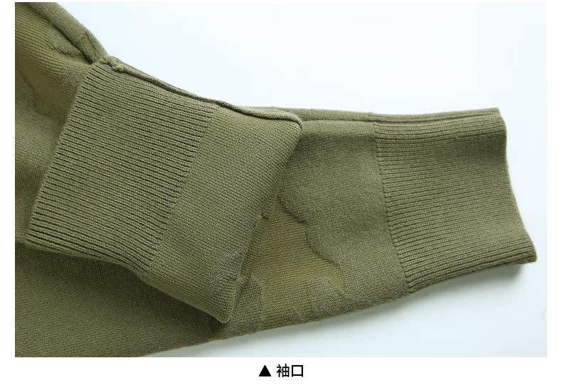 Áo len nam của hãng Fort Flying Fish Phiên bản Hàn Quốc của áo len quân đội màu đen quân đội màu xanh lá cây dài tay in màu xanh lá cây 61002 - Áo len áo len đẹp