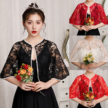 Evening dress cheongsam shawl lace summer cloak sunscreen meat cover with skirt Elegant Bride wedding shawl etiquette