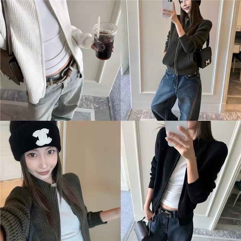 2026 Early Autumn Stand Collar Zipper Knit Cardigan for Women, Short Slim Fit Sweater Coat for Petite Figures
