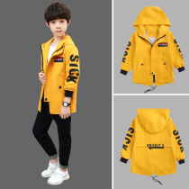 Boys chun qiu zhuang coat 2021 New 7 Ten 11 Big Boy mens clothing Korean boy Western style windbreaker 12-15 age-music of the tide