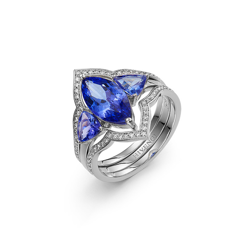 Natural 5A grade tanzanite sapphire diamond ring