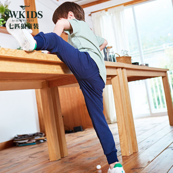 Swkids 七匹狼童装 18年春夏新款 儿童针织运动长裤休闲裤 天猫优惠券折后￥59包邮（￥129-70）120~150码2色可选