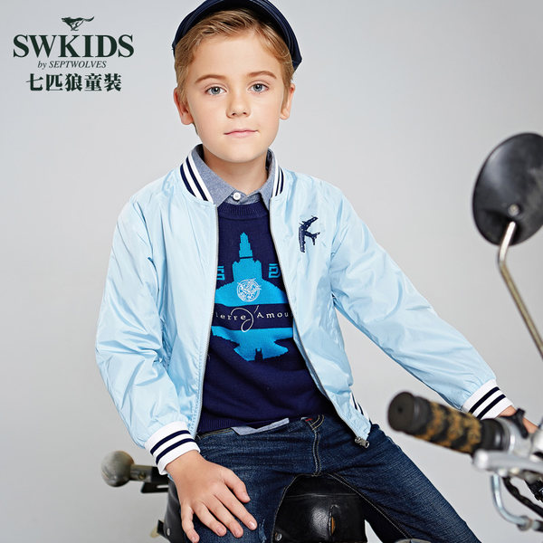 七匹狼童装 17年秋季款 中大童飞行夹克衫 优惠券折后￥89包邮（￥139-50）3色可选