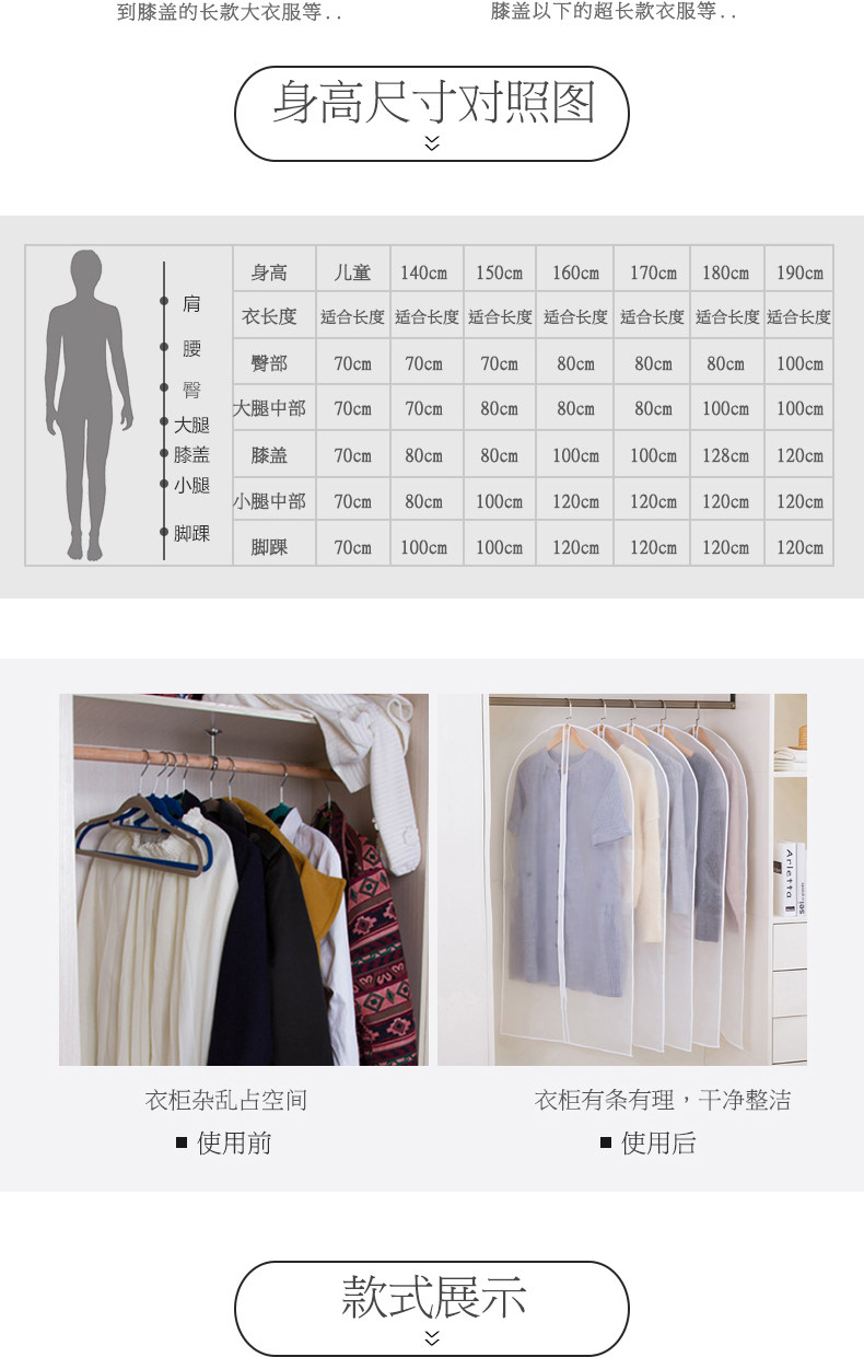 沃尊 防尘挂衣收纳罩 10个装 60*80cm 图6