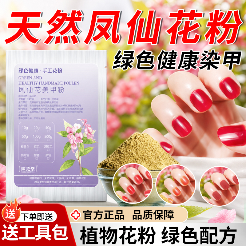 Natural Phlox Flower Nail Dye Powder Paste, Pure Plant-Based, Suitable for Children, Elderly, and Kids, Red and Black Nail Art Kit, Genuine Product
