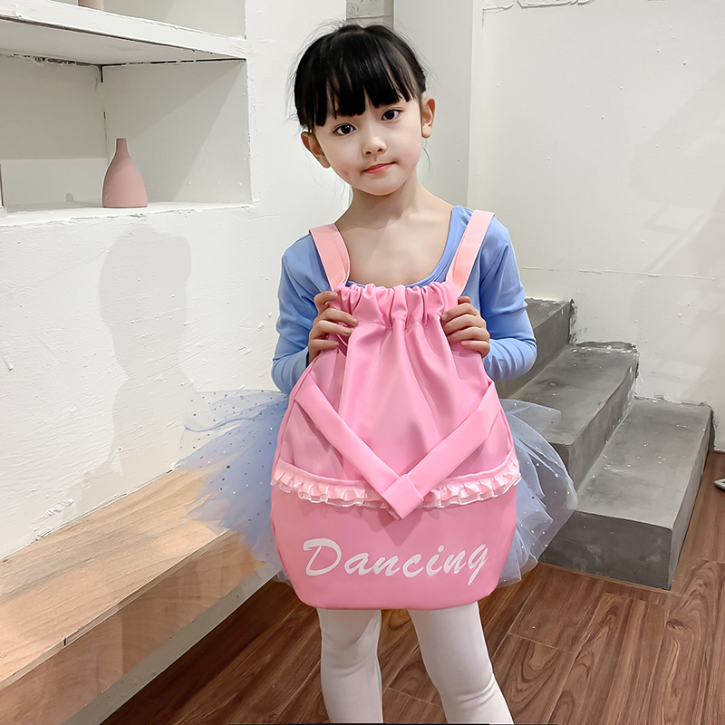 Dance Bag New Children Dance Bag Double Shoulder Dance Bag Children Dance Hooded Bag Single Shoulder Dancing Bag Lace Drawing With Lace