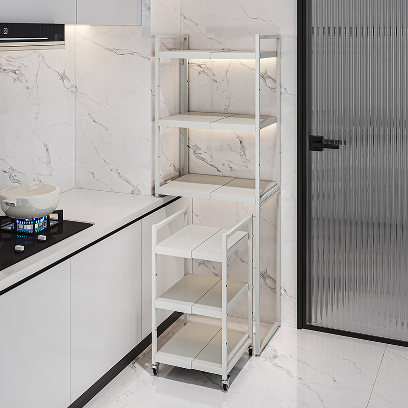 Kitchen Irregular Corner Triangular Storage Rack, Floor-Standing Multi-Layer Multifunctional Appliance, Cookware, Microwave Oven, and Oven Storage Rack