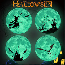 Moon Luminous Stickers Ghost Pumpkin Stickers Halloween Wall Stickers Luminous Stickers Holiday Shop Window Glass Stickers