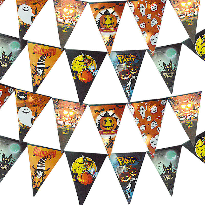 Halloween hanging flag decoration Pull flag bunting string flag Hanging flag hanging flag pennant hanging ceiling decoration scene decoration