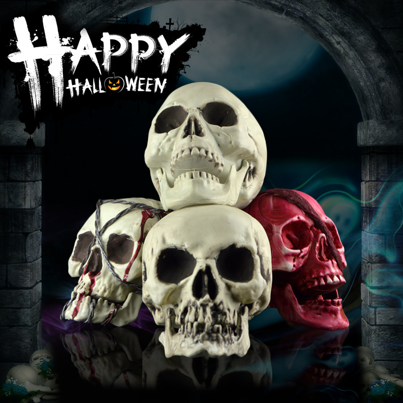 Halloween Skulls Skull Props Whole People Terror Scarred Ghost Heads Adornment Human Skull Model Plastic Skulls