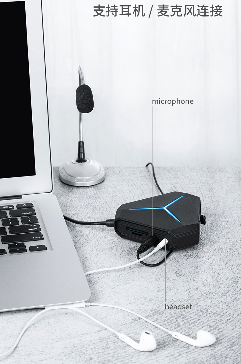 usb splitter đa giao diện chuyển đổi trung tâm usbhub của Apple máy tính xách tay USB3.0 kéo sáu tốc độ usb mở rộng đầu đọc thẻ adapter với một micro tai nghe - USB Aaccessories quạt để bàn làm việc