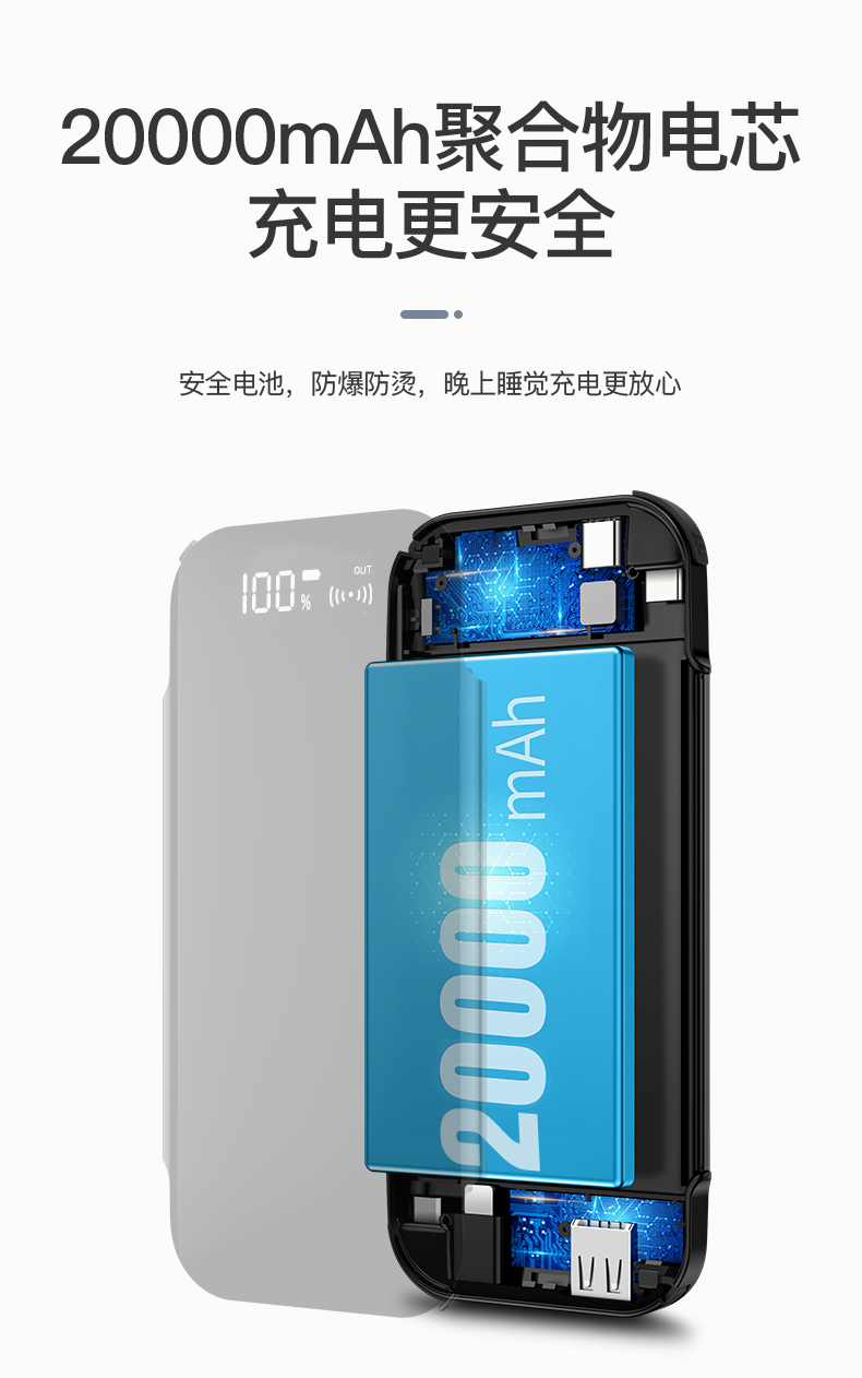 sạc không dây kho báu 20.000 mA dung lượng cao siêu mỏng xách tay nhỏ nhỏ OPPO Huawei vivo của Apple MIUI điện thoại di động phụ trách phổ cập nhanh đèn flash sạc dây điện thoại di động mà đi kèm với người đàn ông đỏ - Ngân hàng điện thoại di động sạc dự phòng 10000mah