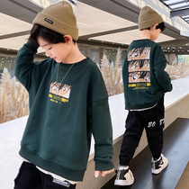  Childrens clothing boys long-sleeved sweater 2021 spring and autumn new childrens Western-style clothes middle and large childrens autumn tops Korean tide