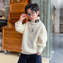 Boys sweater spring and autumn childrens turtleneck sweater 2021 New Tong childrens thread coat winter dress thick base shirt
