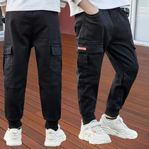  Childrens clothing boys overalls spring and autumn trousers 2021 Western style autumn childrens pants medium and large childrens casual pants thin tide