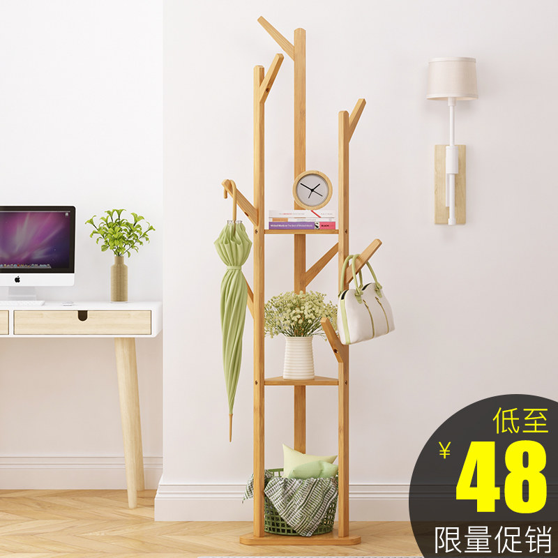 Cloakhat rack minimalist modern clothes hanger solid wood floor easy clothes rack bedroom finishing frame living room containing shelf