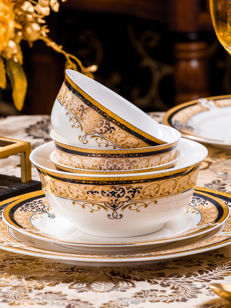 Dishes suit household European - style ipads porcelain bowl chopsticks jingdezhen ceramic tableware suit Dishes household combination of gifts