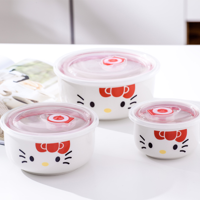 Tende | sealed ceramic last bowl three suits for fresh noodles in soup bowl bento lunch box lunch box tableware box of microwave oven