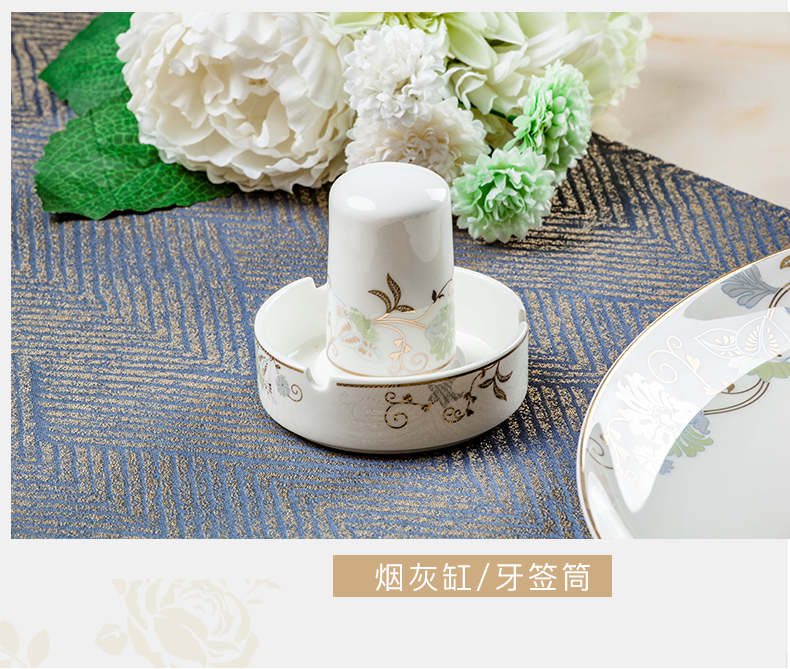 The dishes suit household high - class European - style jingdezhen porcelain tableware suit 60 head ipads porcelain bowl chopsticks dishes combination