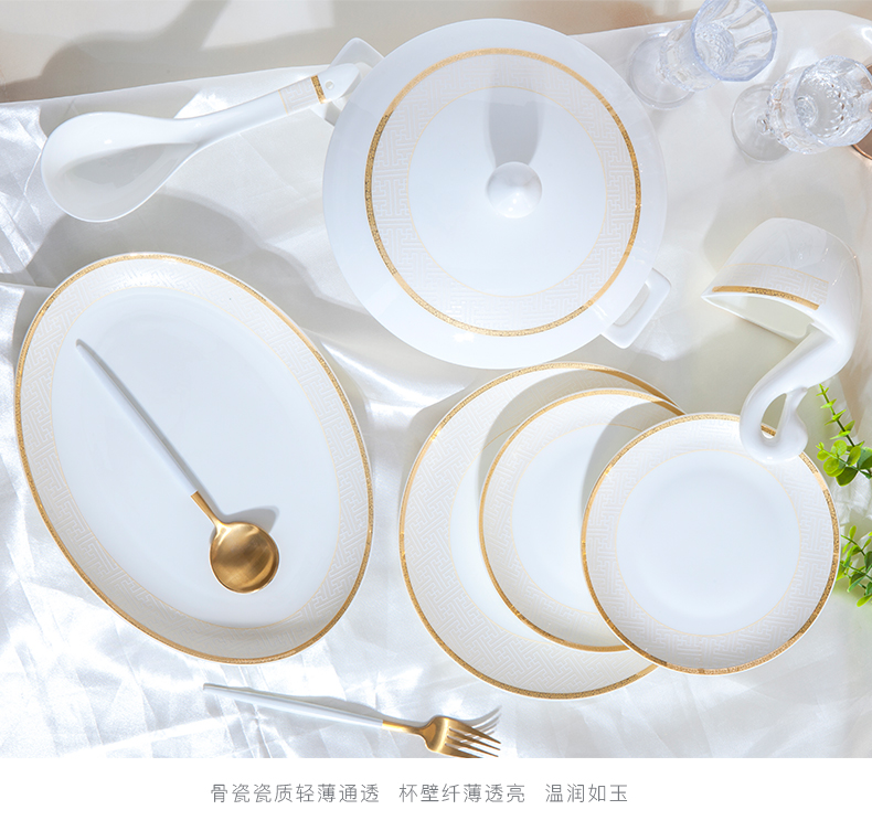 Dishes suit household dish bowl suit contracted Europe type combination of jingdezhen ceramic tableware suit ipads bowls