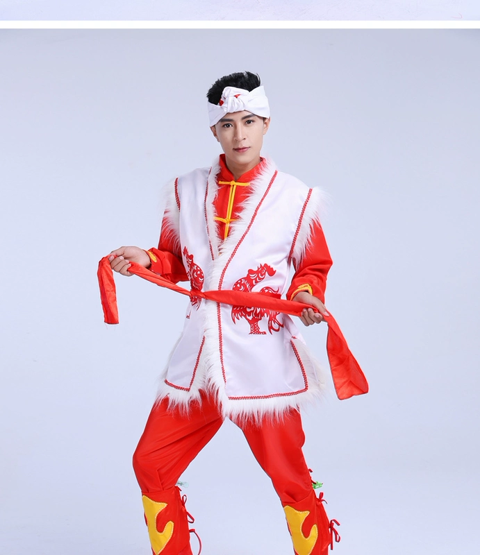 Bắc Thiểm Tây Ansai eo trống quốc gia quần áo khiêu vũ mở trang phục múa trống quần áo của nam giới lễ hội khiêu vũ rồng Abao quần áo trang phục dân tộc thái