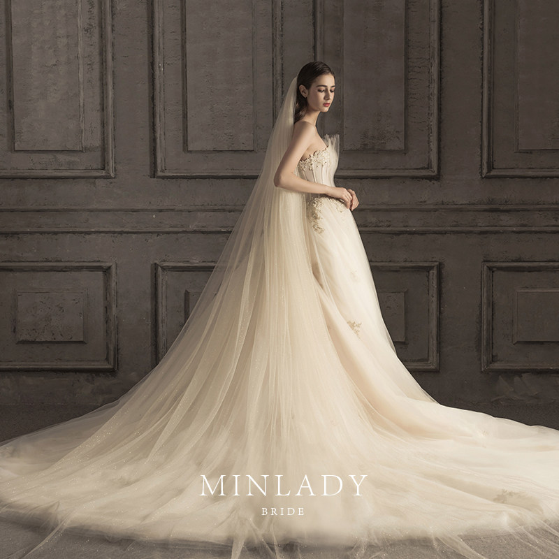 (Famous) Doris shell wedding dress 2021 new bride tailing luxury Moren line chest Super fairy dream wedding dress