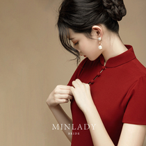 Name:) Improved cheongsam 2021 new toast dress bridal woman Chinese style retro engagement red dress summer