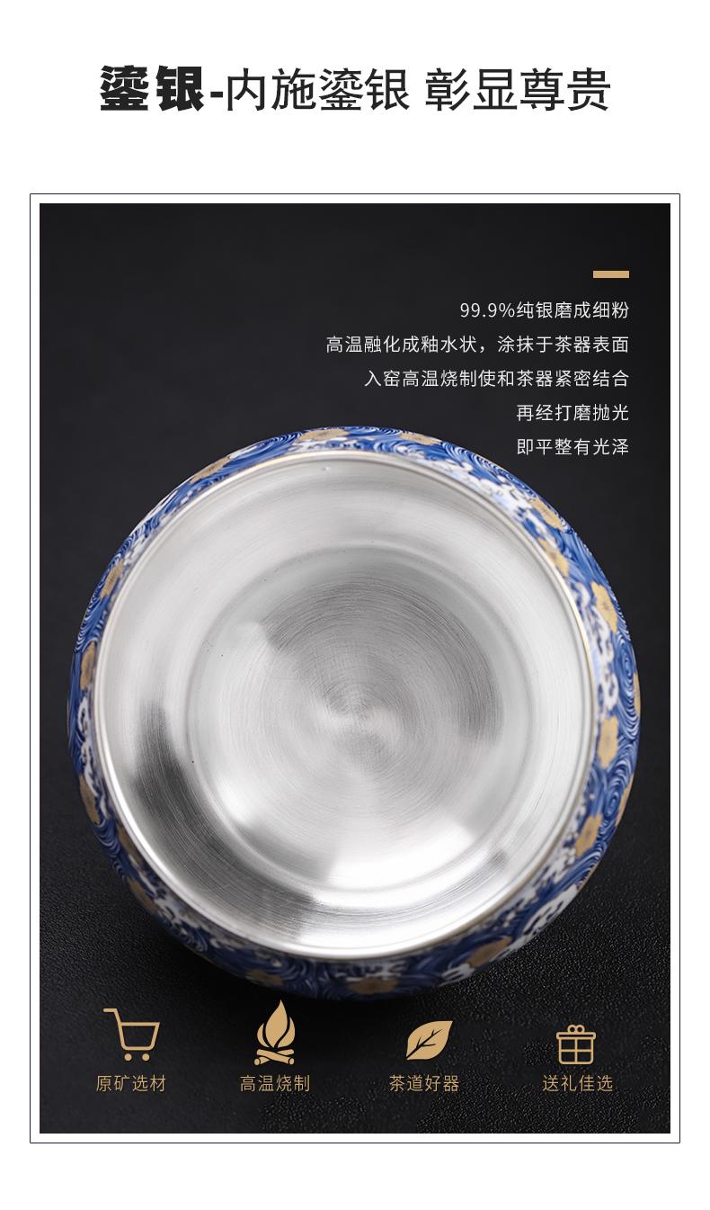 Colored enamel coppering. As silver 999 large tea wash to kung fu tea cups of hot washing cylinder jingdezhen ceramic tea set with parts