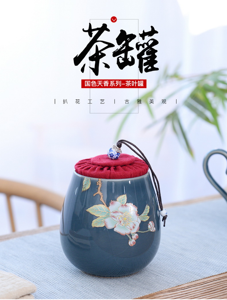 Kate black pottery to pick flowers caddy fixings ceramic POTS sealed tank storage POTS trumpet puer tea boxes, tea accessories