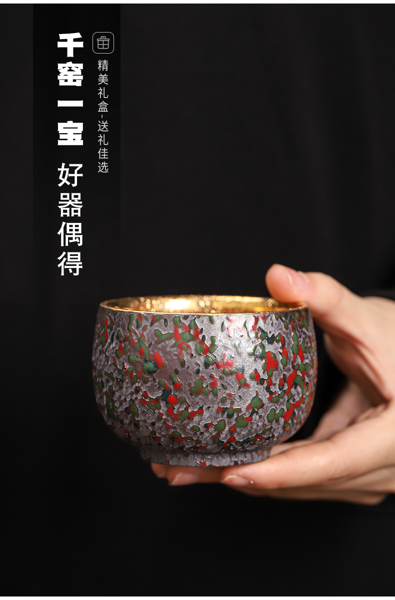 Manual 24 k gold see colour sample tea cup single glass cups built red glaze, ceramic tea bowl masters cup