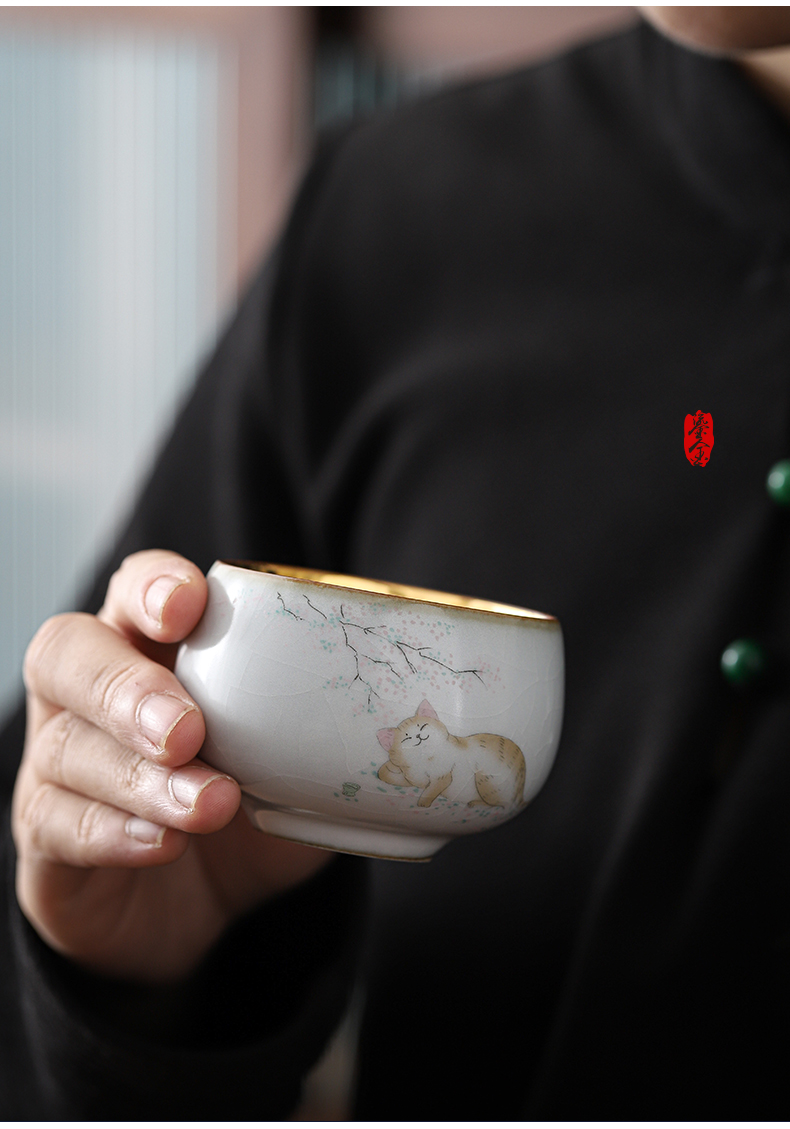 Gold on your up hand - made master cup sample tea cup of jingdezhen ceramic cat kung fu tea set silver cup tea cups