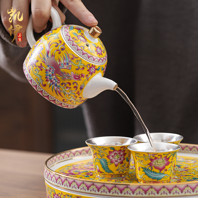 In extremely good fortune coppering. As silver enamel teapot hand grasp pot of kung fu tea tea set jingdezhen single household the teapot