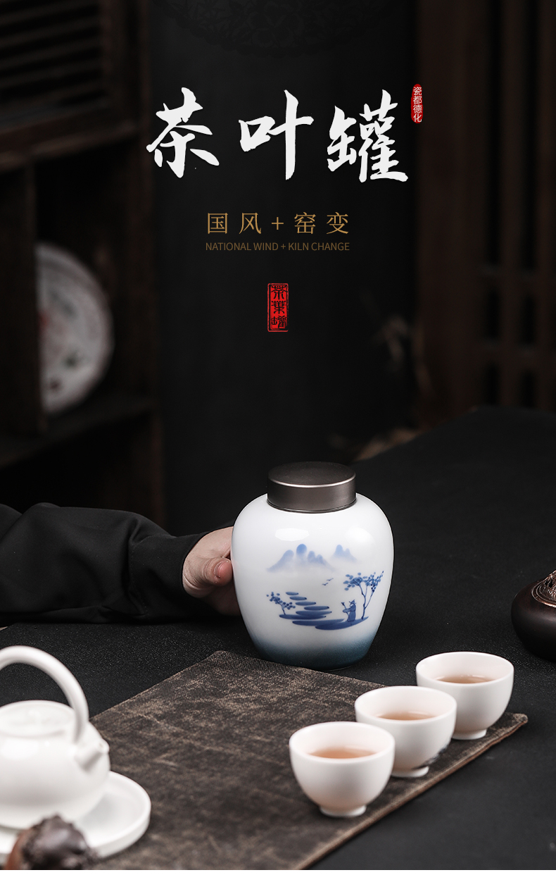 Hand - made up with caddy fixings seal pot home store receives tin cover your up cylinder tea tea box of jingdezhen ceramics