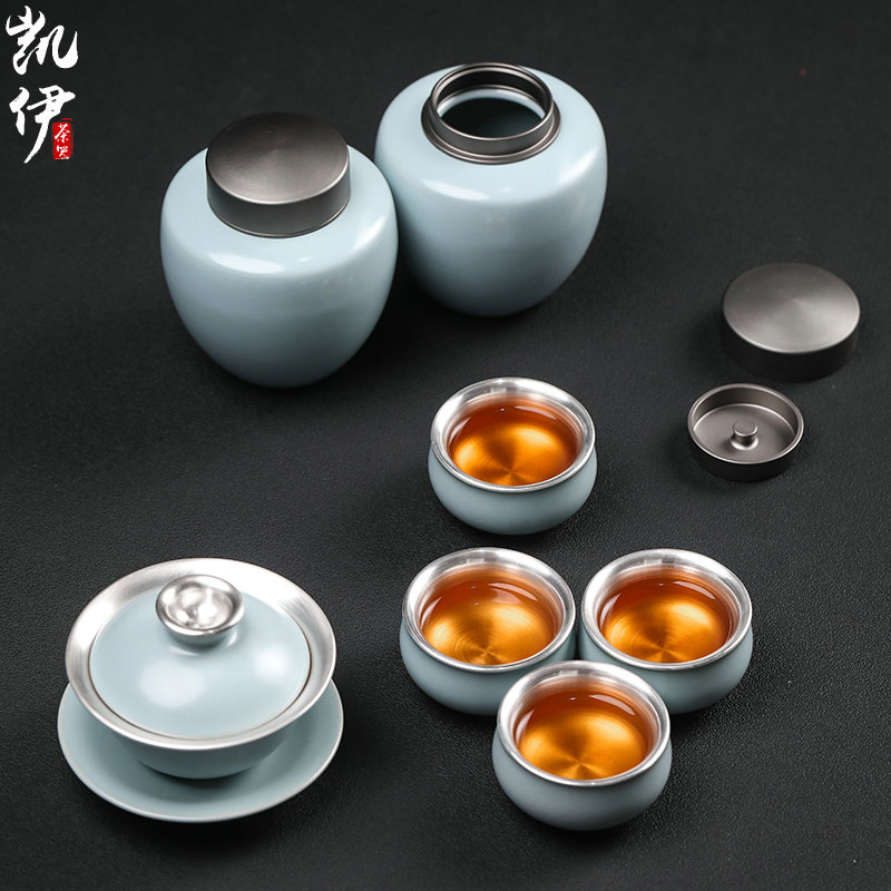 Your up coppering. As silver set of kung fu tea set Your up household jingdezhen ceramics three silver tureen tea pot of tea cups