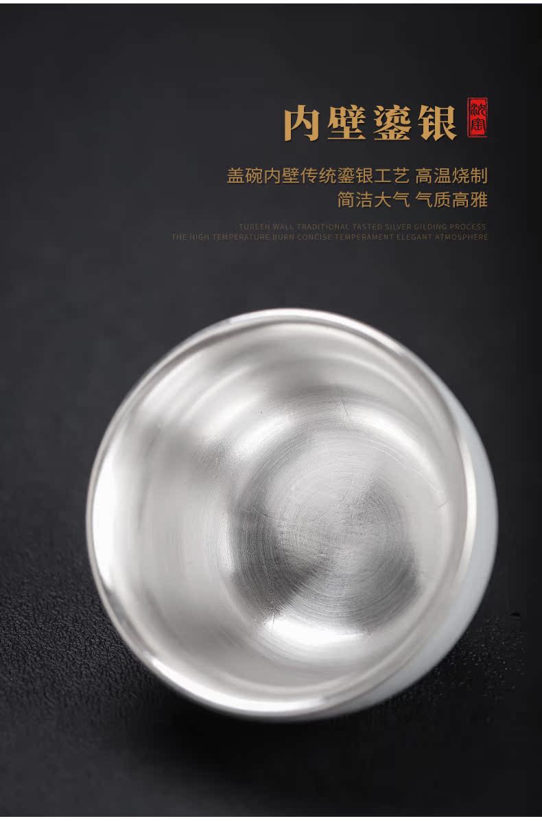 Start your up 999 coppering. As hand - made master cup sample tea cup silver cup of jingdezhen ceramics kung fu tea set silver cup