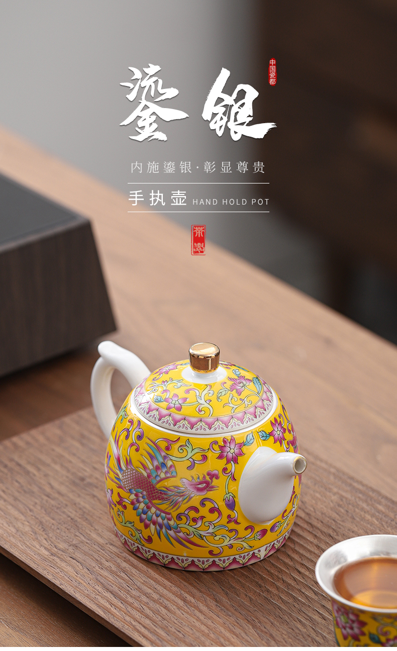 In extremely good fortune coppering. As silver enamel teapot hand grasp pot of kung fu tea tea set jingdezhen single household the teapot