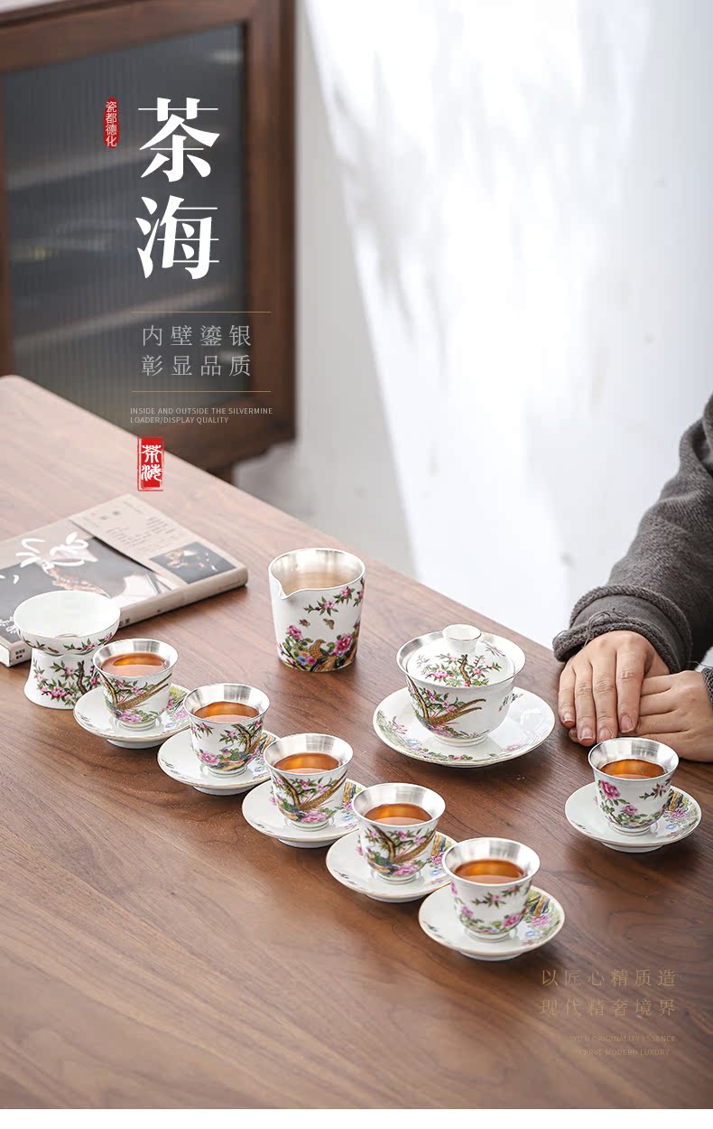 Colored enamel coppering. As silver 999 jingdezhen ceramic fair keller cup points have a cup of tea sea tea tea